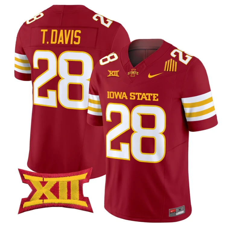 Troy Davis Jersey #28 Iowa State Cyclones 2025 Limited Stitched Cardinal by My Store NCAA Football Jerseys