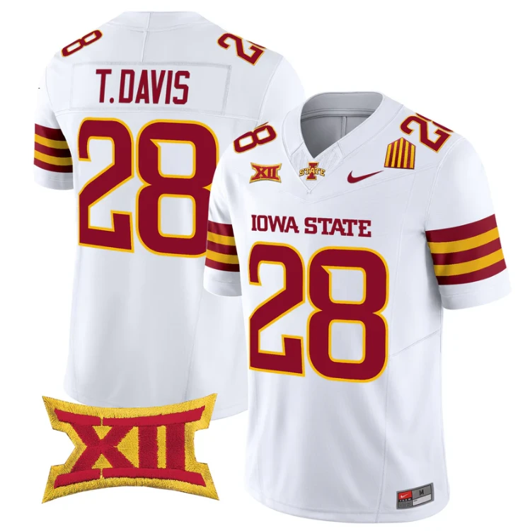 Troy Davis Jersey #28 Iowa State Cyclones 2025 Limited Stitched White by My Store NCAA Football Jerseys