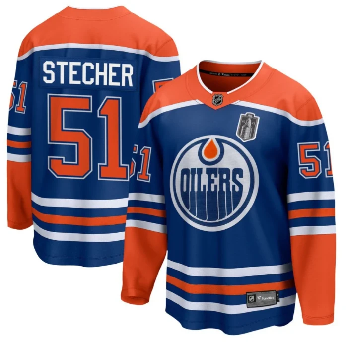 Ty Emberson 49 Edmonton Oilers 2025 STANLEY CUP Final Patch Home Men Jersey Royal by Hockey David
