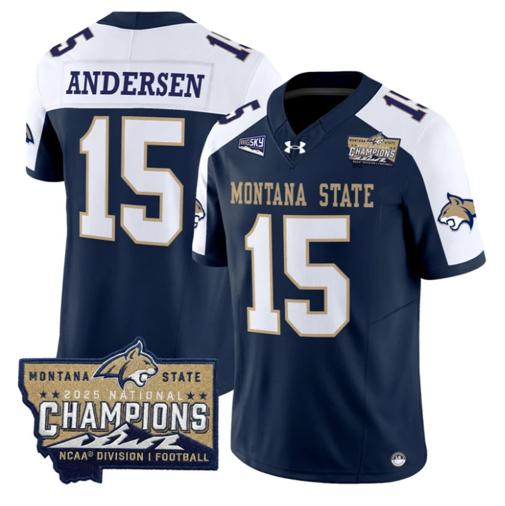 Troy Andersen Jersey #15 Montana State Bobcats 2025 National Champions Gold by My Store NCAA Football Jerseys