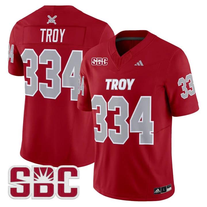 Troy Jersey #334 Troy Trojans 2025 Vapor Limited Stitched by My Store NCAA Football Jerseys