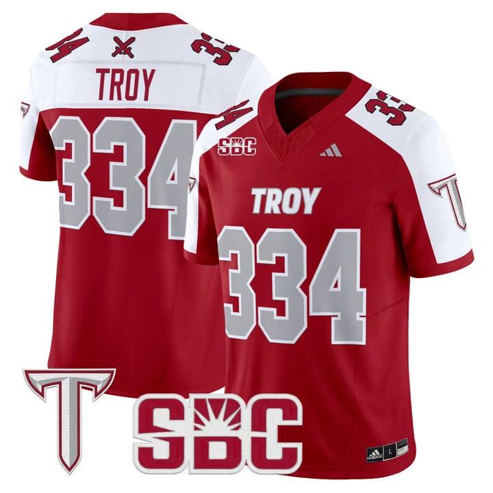 Troy Jersey #334 Troy Trojans 2025 Vapor Limited Stitched by My Store NCAA Football Jerseys