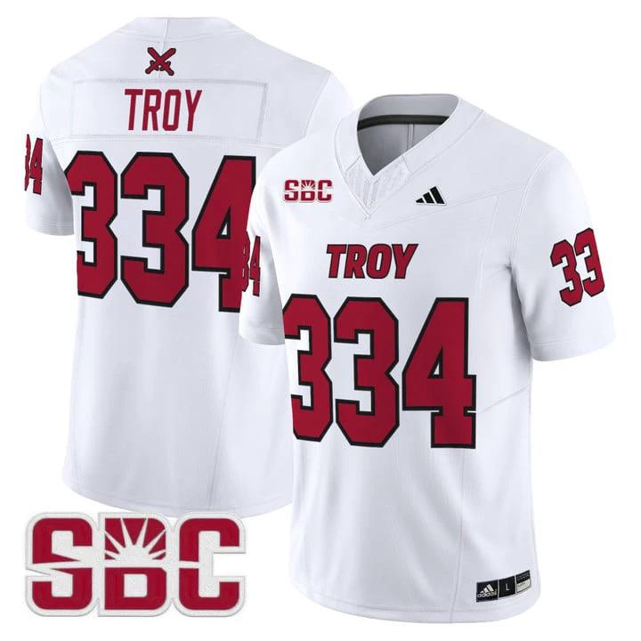 Troy Jersey #334 Troy Trojans 2025 Vapor Limited Stitched by My Store NCAA Football Jerseys
