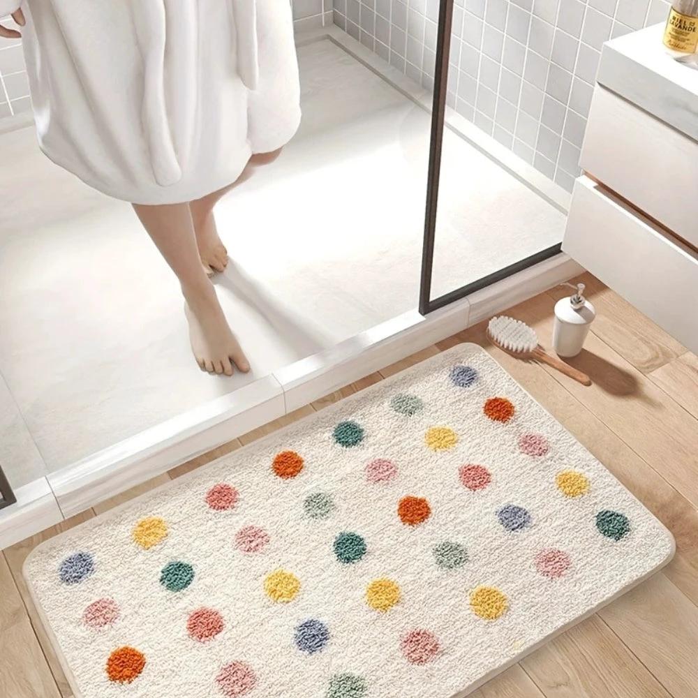Tufted Plush Polka Dot Bath Mat by Casa & Beyond
