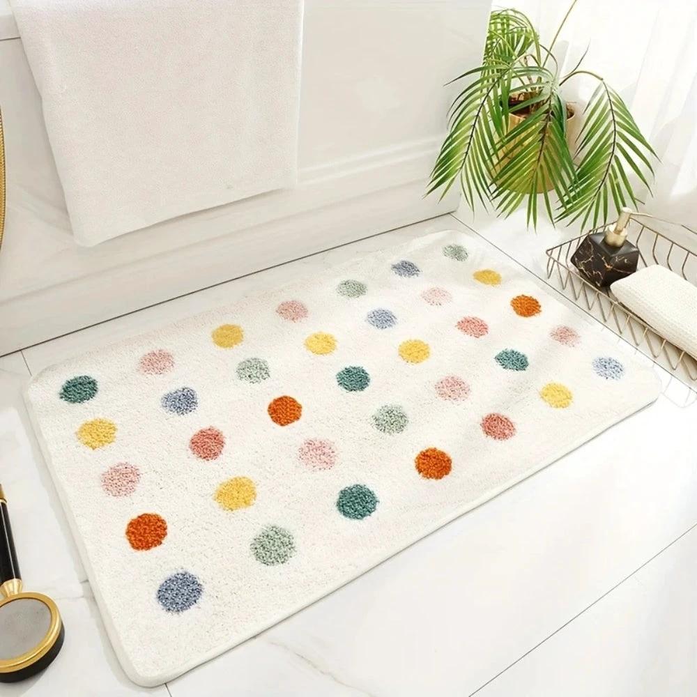 Tufted Plush Polka Dot Bath Mat by Casa & Beyond