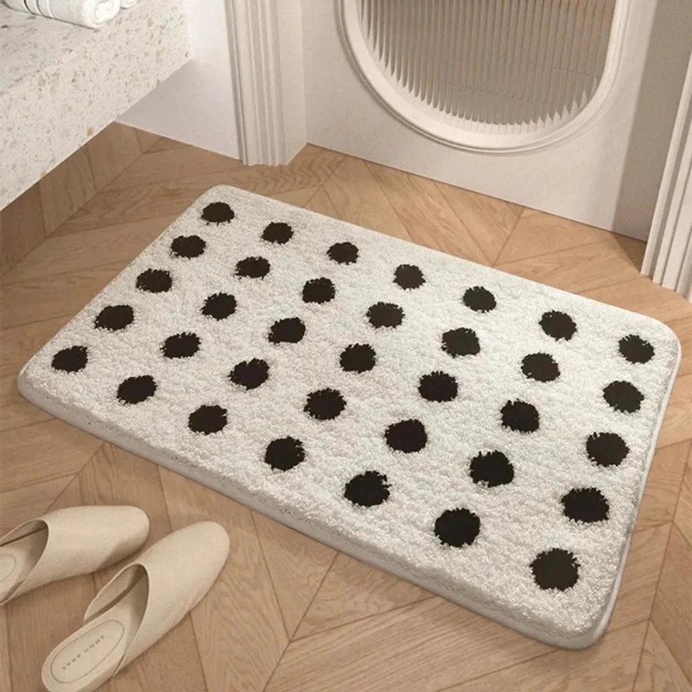 Tufted Plush Polka Dot Bath Mat by Casa & Beyond