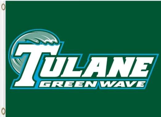 Tulane Green Wave Flag 3X5ft Banner Polyester with 2 Brass Grommets by flagsjustdoit