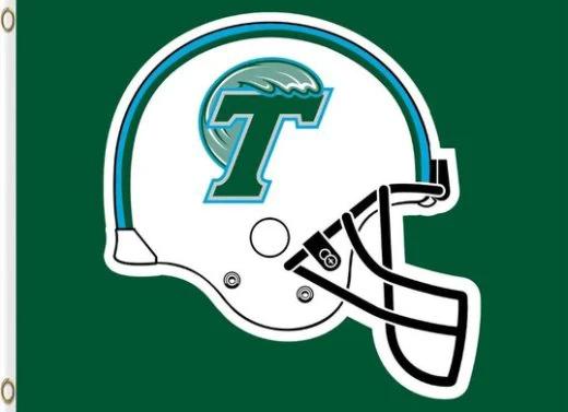 Tulane Green Wave Helmet Flag 3X5ft Banner Polyester with 2 Brass Grommets by flagsjustdoit