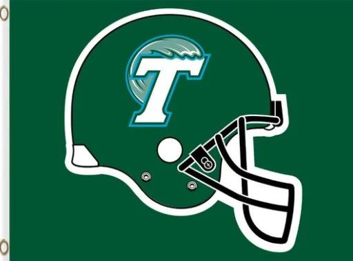 Tulane Green Wave Helmet USA Flag 3X5ft Banner Polyester with 2 Brass Grommets by flagsjustdoit