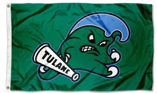 Tulane Green Wave Team Flag 3X5ft Banner Polyester with 2 Brass Grommets by flagsjustdoit