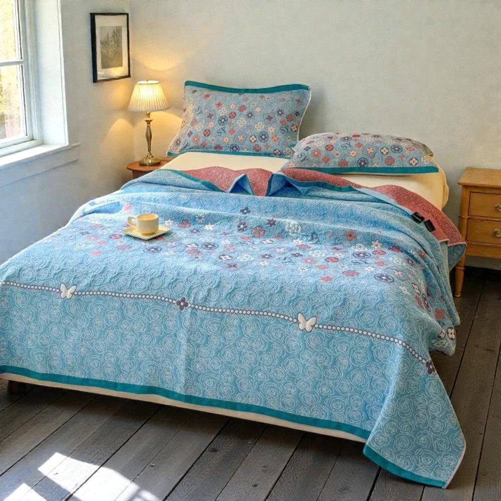Turquoise Floral Glam Gauze Blanket by Casa & Beyond