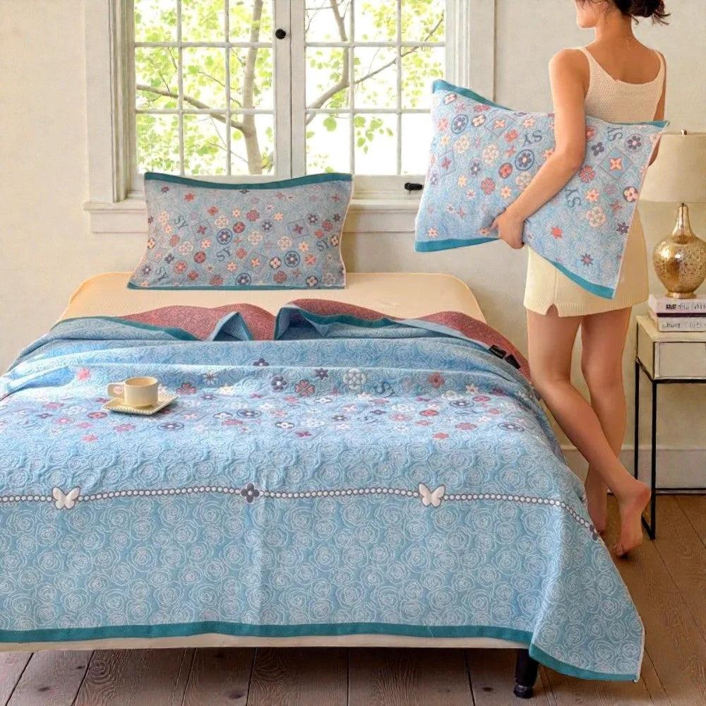 Turquoise Floral Glam Gauze Blanket by Casa & Beyond
