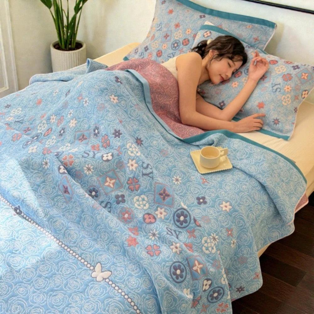 Turquoise Floral Glam Gauze Blanket by Casa & Beyond