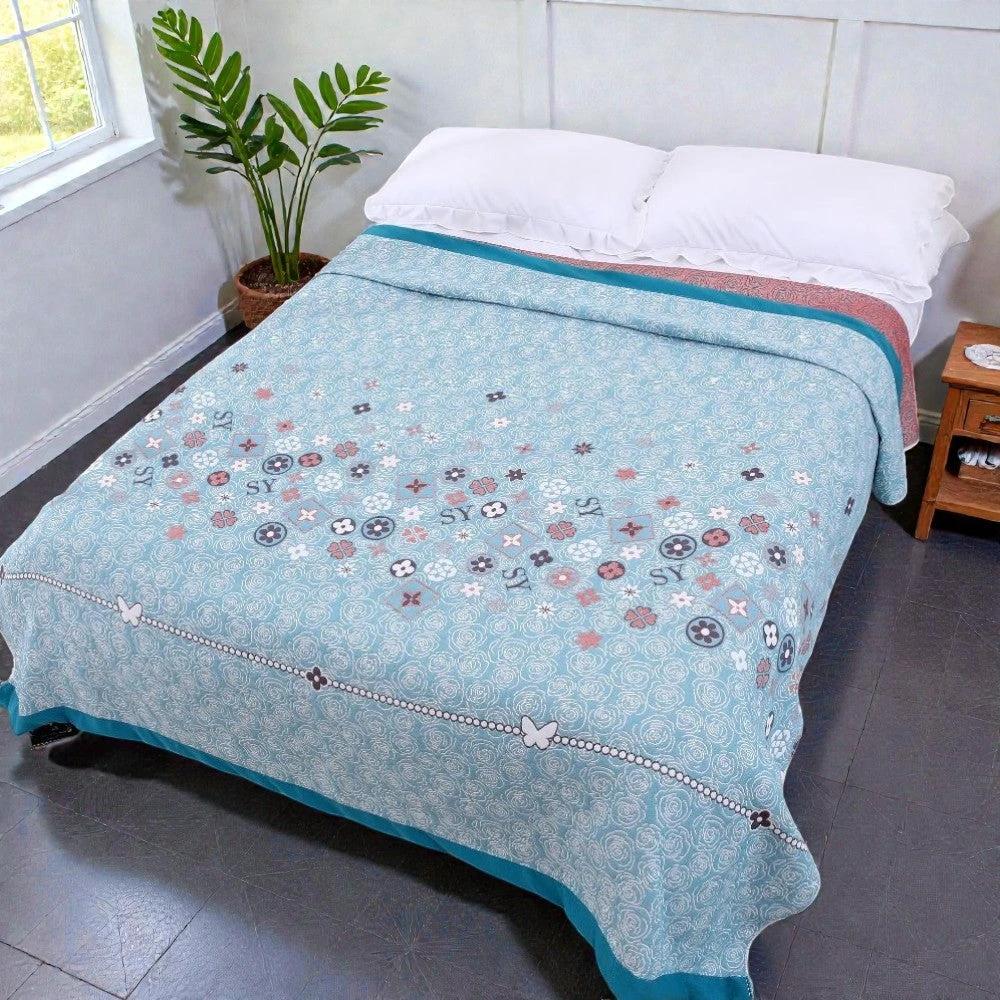 Turquoise Floral Glam Gauze Blanket by Casa & Beyond