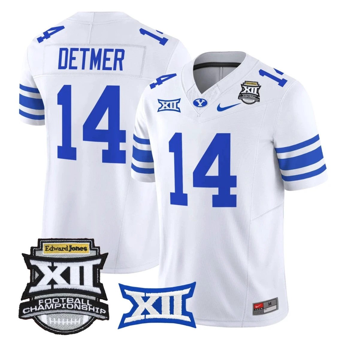 Ty Detmer Jersey #14 BYU Cougars 2025 Big 12 Championship Stitched White by NCAA Football Jersey