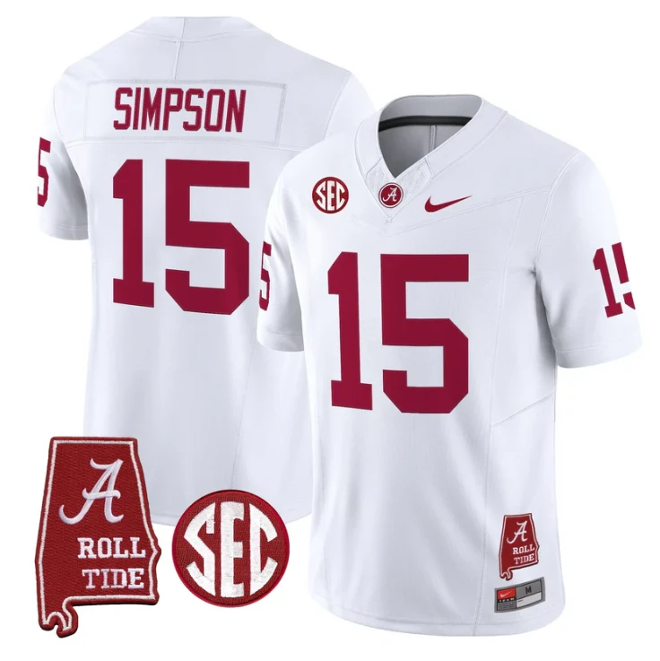 Ty Simpson Jersey #15 Alabama Crimson Tide Throwback Map Stitched by My Store NCAA Football Jerseys