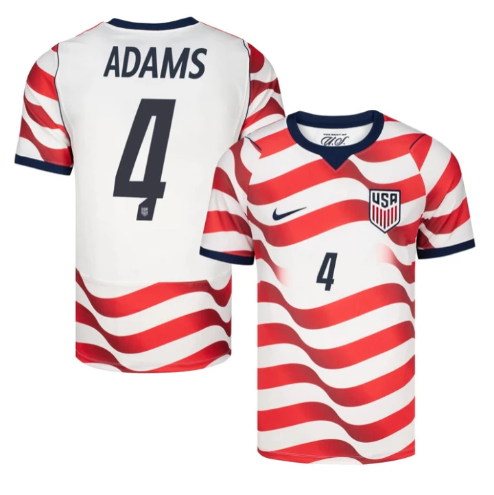 Tyler Adams Jersey #4 USMNT 2026 World Cup Match Stitched Stripes Soccer by Soccer Jersey