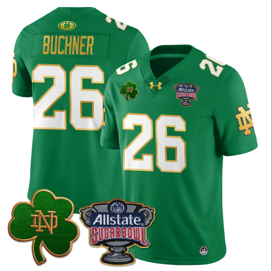 Tyler Buchner Jersey #26 Notre Dame Fighting Irish Allstate Sugar Bowl Green by My Store