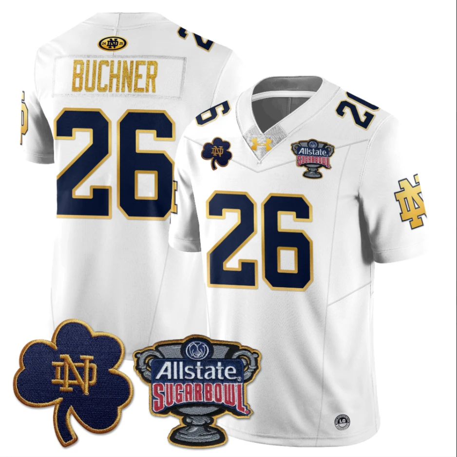 Tyler Buchner Jersey #26 Notre Dame Fighting Irish Allstate Sugar Bowl White by My Store