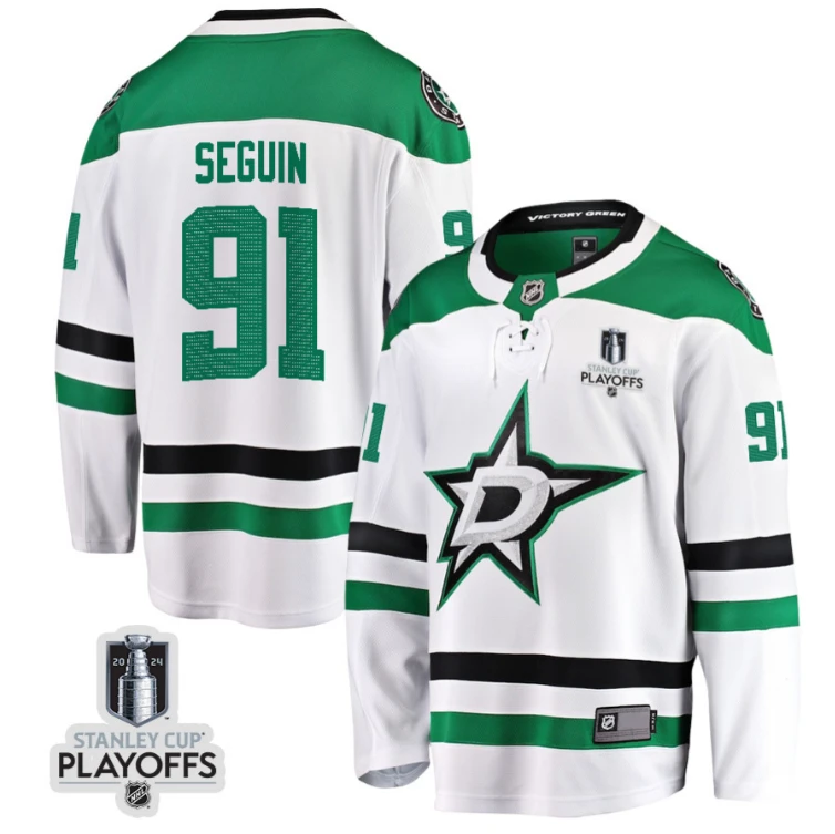 Tyler Seguin 91 Dallas Stars 2024 NHL Playoffs Patch Away Breakaway Jersey - Men by Hockey David