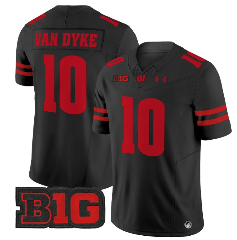 Tyler Van Dyke Jersey #10 Wisconsin Badgers Vapor Football Stitched Black by My Store