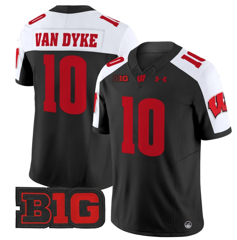 Tyler Van Dyke Jersey #10 Wisconsin Badgers Vapor Football Stitched Black Alternate by My Store