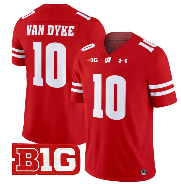 Tyler Van Dyke Jersey #10 Wisconsin Badgers Vapor Football Stitched Red by My Store
