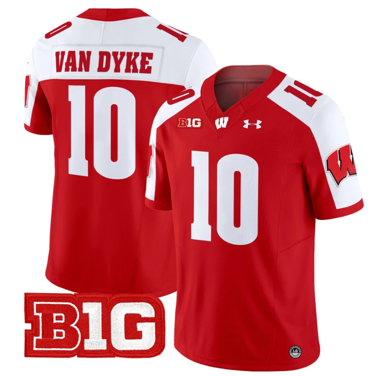 Tyler Van Dyke Jersey #10 Wisconsin Badgers Vapor Football Stitched Red Alternate by My Store