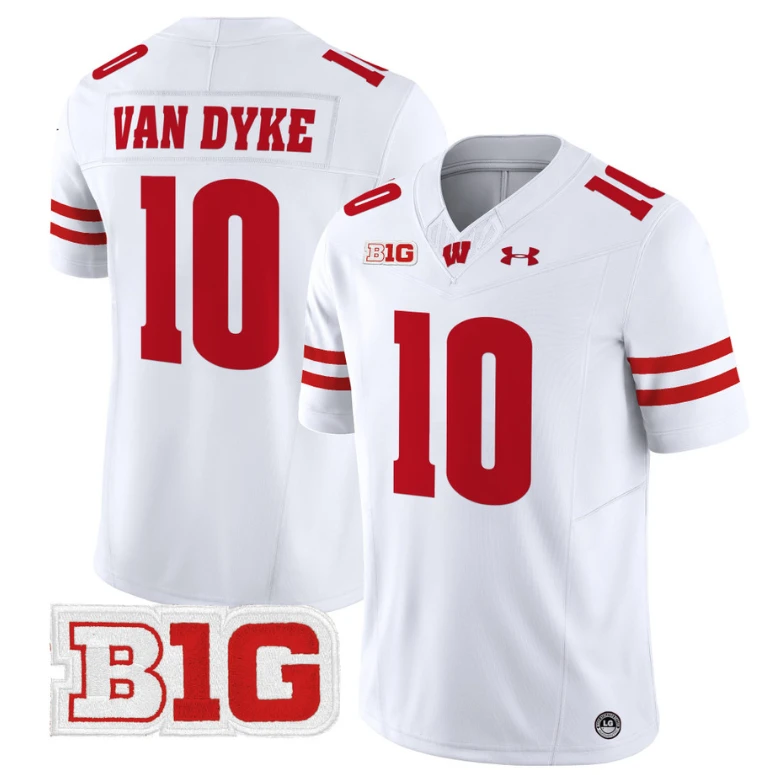 Tyler Van Dyke Jersey #10 Wisconsin Badgers Vapor Football Stitched White by My Store