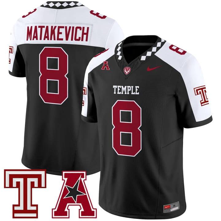 Tyler Matakevich Jersey #8 Temple Owls 2025 Vapor Limited Stitched by My Store NCAA Football Jerseys