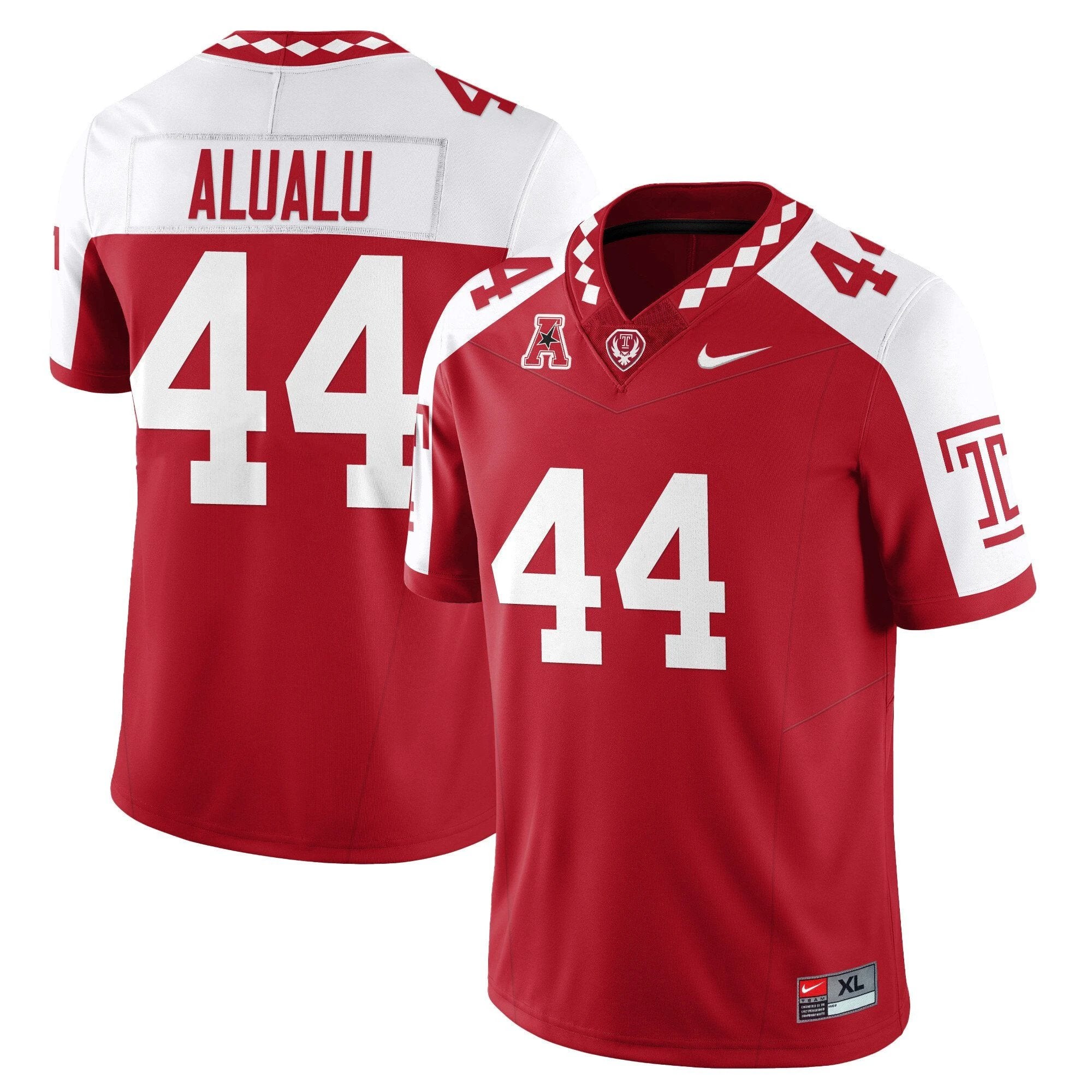 Tyree Alualu Jersey #44 Temple Football 2025 Vapor Limited Stitched Alternate by NCAA Football Jersey