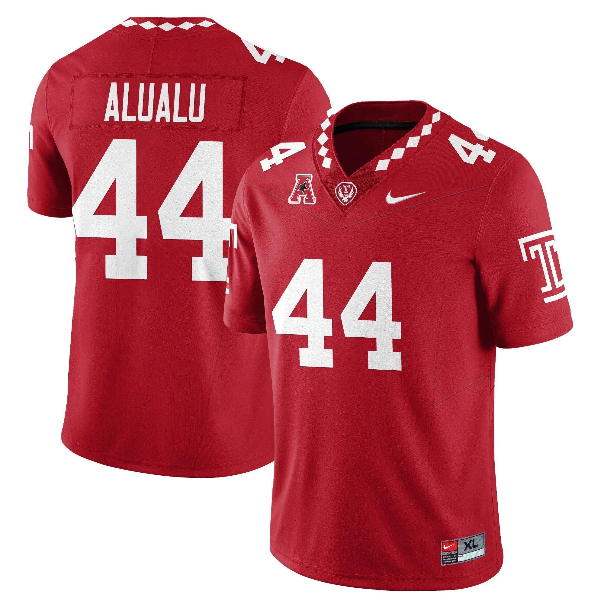 Tyree Alualu Jersey #44 Temple Football 2025 Vapor Limited Stitched by My Store NCAA Football Jerseys