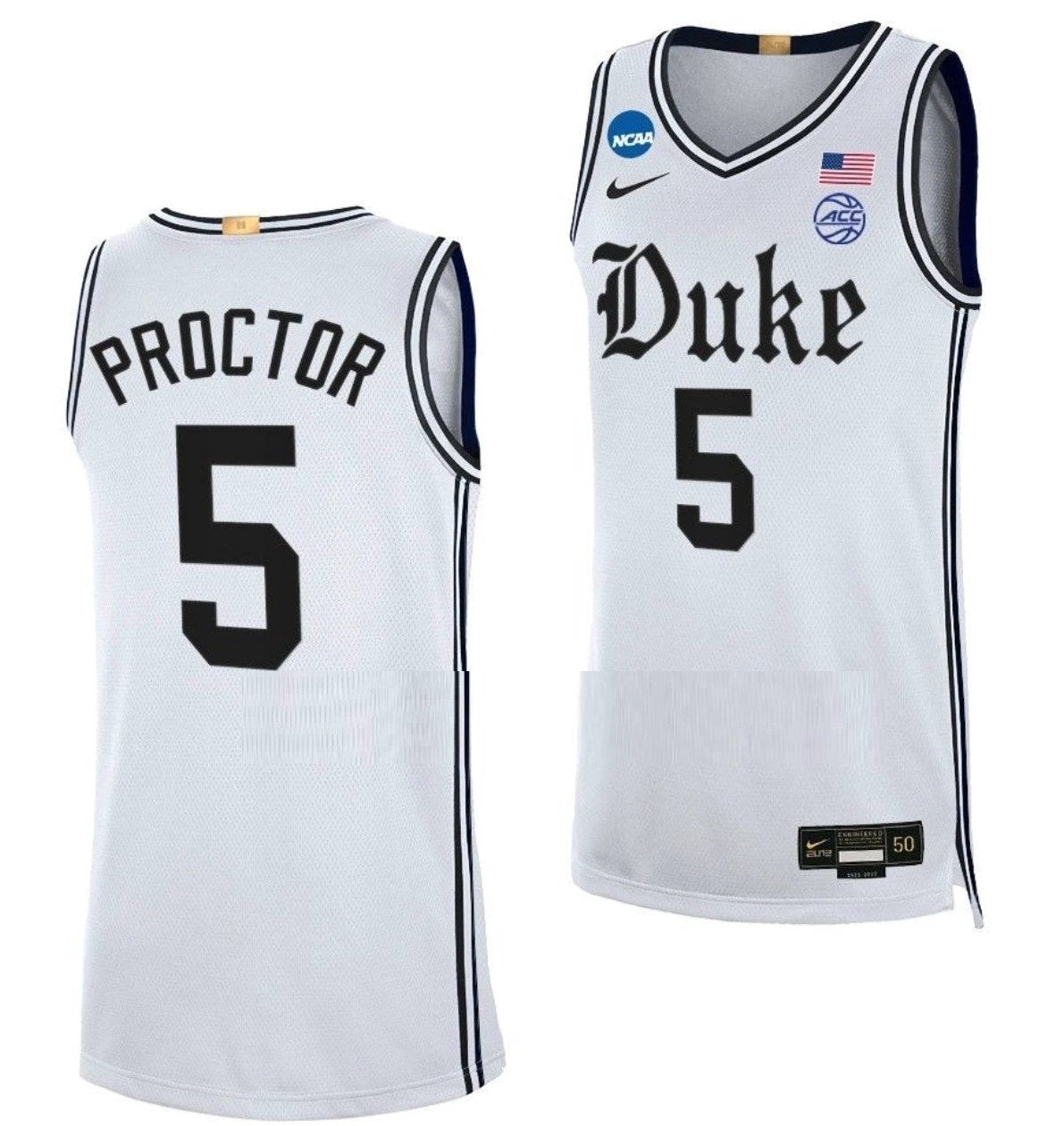 Tyrese Proctor Jersey Duke Blue Devil College Basketball 2023 NCAA March Madness White #5 by My store basketball