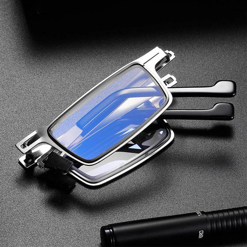 Titanium Reading Glasses with Blue Light Protection – Foldable and Lightweight, Silver, Round/Square by BowLift