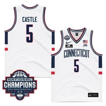 UConn Huskies #5 Stephon Castle Jersey 2024 National Champions Patch White Stiched by My store basketball
