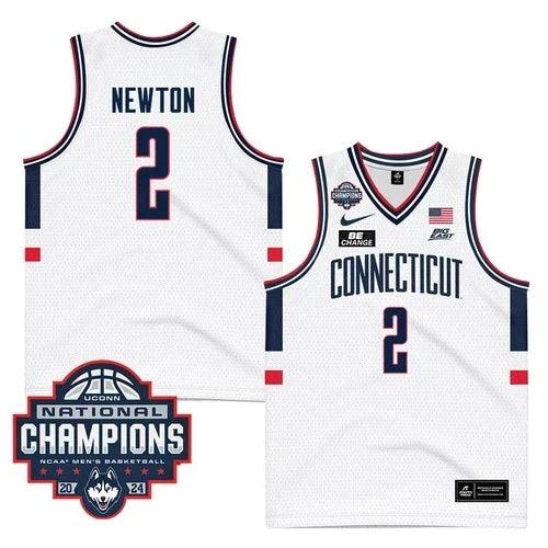 UConn Huskies #2 Tristen Newton Jersey 2024 National Champions Patch White Stiched by My store basketball