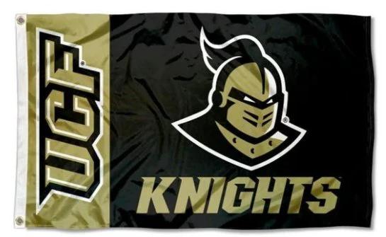 UCF Knights Team Sport Black Flag 3X5ft Banner USA Polyester with 2 Brass Grommets by flagsjustdoit