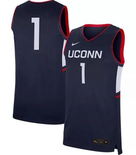 UConn Huskies Jersey #1 NCAA College Basketball Jerseys Away Navy by My store basketball