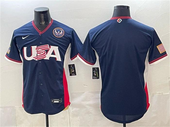 USA Baseball Jersey Blank Navy 2026 World Baseball Classic United States 250th Anniversary Patch Road Stadium Stitched by My Store