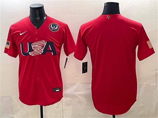 USA Baseball Jersey Blank Red 2026 World Baseball Classic United States 250th Anniversary Patch Stadium Stitched by My Store