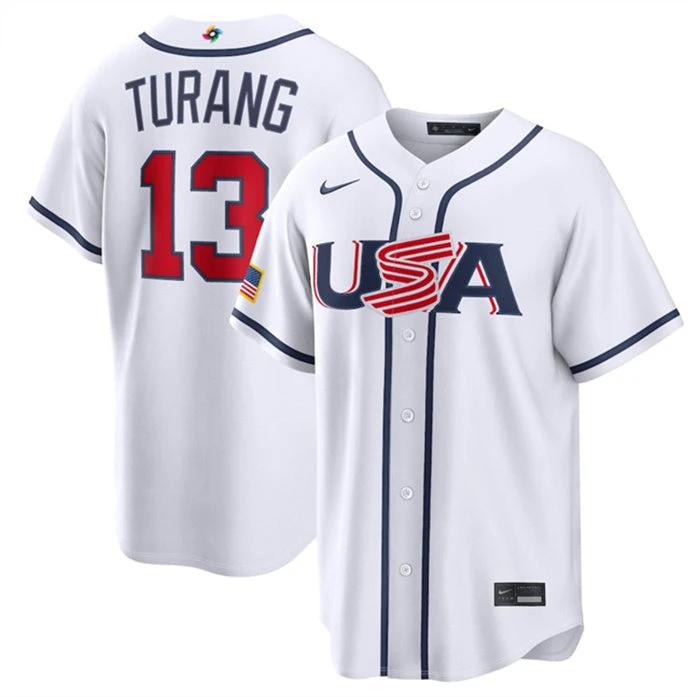 USA Baseball #13 Brice Turang Jersey White 2026 World Baseball Classic Home Stadium Stitched by My Store