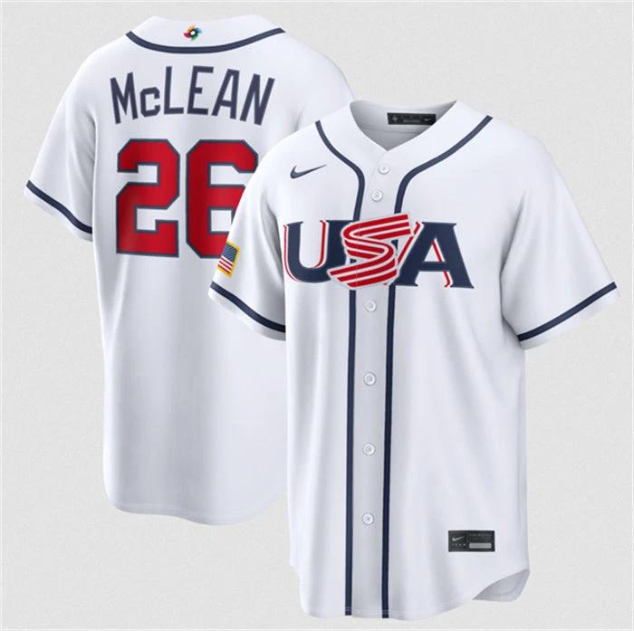 USA Baseball #26 Nolan McLean Jersey White 2026 World Baseball Classic Home Stadium Stitched by My Store