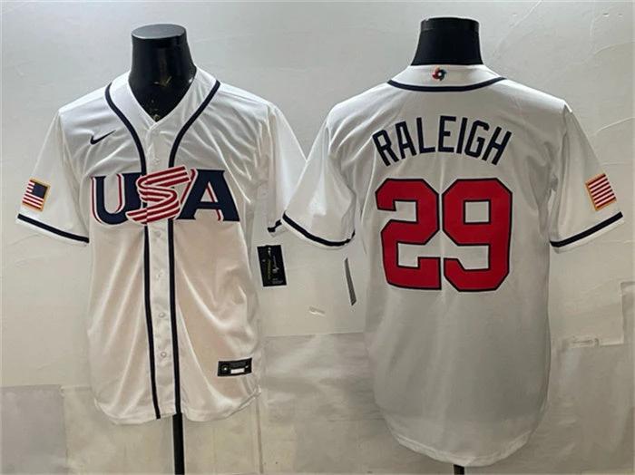 USA Baseball #29 Cal Raleigh Jersey White 2026 World Baseball Classic Home Stadium Stitched by My Store