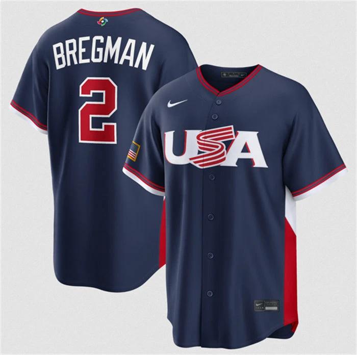 USA Baseball #2 Alex Bregman Jersey Navy 2026 World Baseball Classic Road Stadium Stitched by My Store