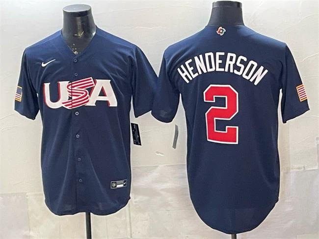 USA Baseball #2 Gunnar Henderson Navy World Baseball Classic Stitched Jersey by My Store