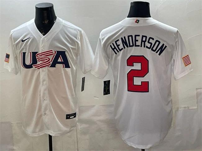 USA Baseball #2 Gunnar Henderson White World Baseball Classic Stitched Jersey by My Store