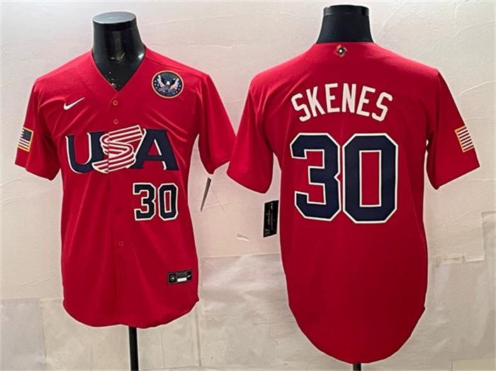 USA Baseball #30 Paul Skenes Jersey Red 2026 World Baseball Classic United States 250th Anniversary Patch Stadium Stitched by My Store