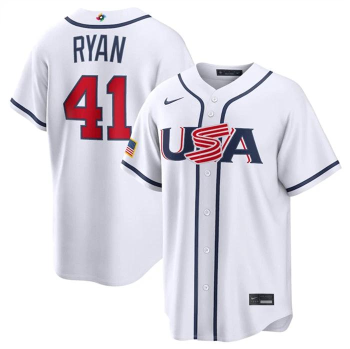 USA Baseball #41 Joe Ryan Jersey White 2026 World Baseball Classic Home Stadium Stitched by My Store