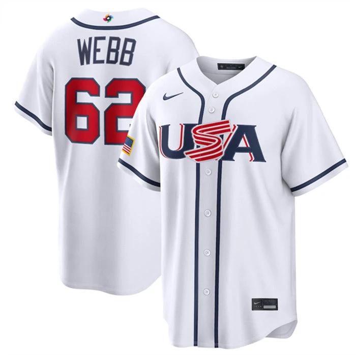 USA Baseball #62 Logan Webb Jersey White 2026 World Baseball Classic Home Stadium Stitched by My Store