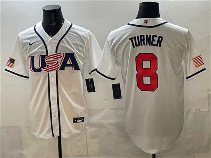 USA Baseball #8 Trea Turner Jersey White 2026 World Baseball Classic Home Stadium Stitched by My Store